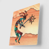 Southwest Kokopelli Square Wall Clock Vierkante Klok (Hoek)