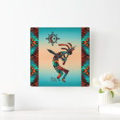 Southwest Kokopelli Square Wall Clock Vierkante Klok (Huis)