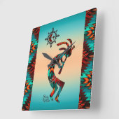 Southwest Kokopelli Square Wall Clock Vierkante Klok (Hoek)