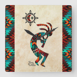 Southwest Kokopelli Square Wall klok