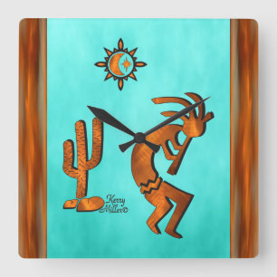 Southwest Kokopelli Square Wall klok