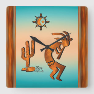 Southwest Kokopelli Square Wall klok