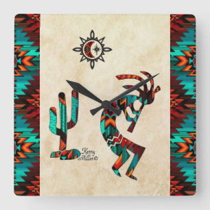 Southwest Kokopelli Square Wall klok