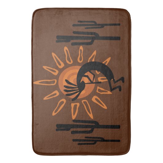 Southwest Kokopelli Sun Rustic Bath Mat (Voorkant Verticaal)