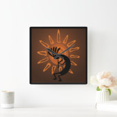 Southwest Kokopelli Sun Rustic Clock Vierkante Klok (Huis)