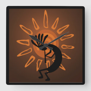 Southwest Kokopelli Sun Rustic Clock Vierkante Klok