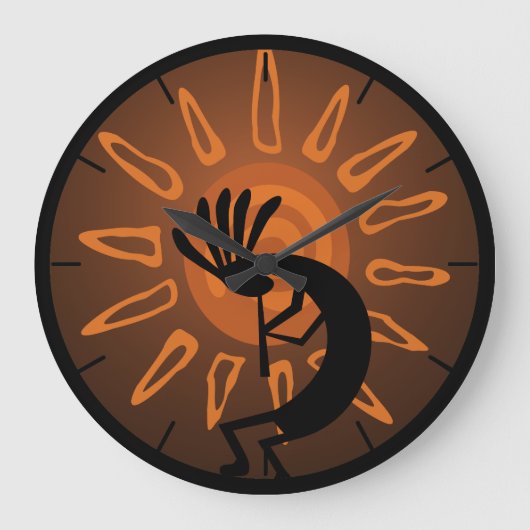 Southwest Kokopelli Sun Rustic Grote Klok (Voorkant)