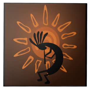 Southwest Kokopelli Sun Rustic Large Tegel Tegeltje