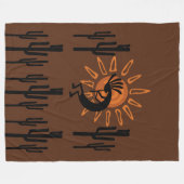 Southwest Kokopelli Sun Rustic Lg Fleece Blanket (Voorkant (Horizontaal))