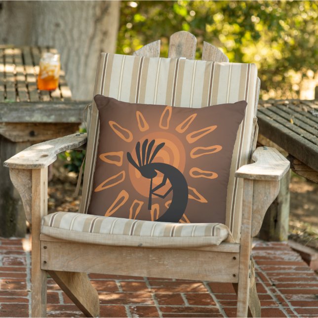 Southwest Kokopelli Sun Rustic Outdoor Pillow Buitenkussen (Stoel)