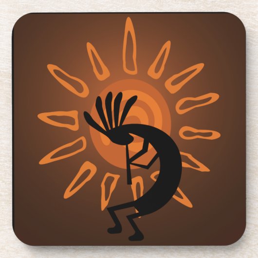 Southwest Kokopelli Sun Rustic Plastic Onderzetter (Voorkant)