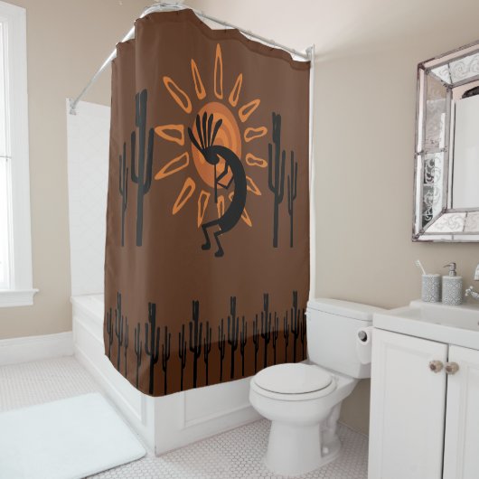 Southwest Kokopelli Sun Rustic Shower Curtain Douchegordijn (In situ)