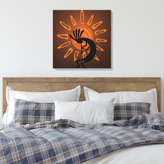 Southwest Kokopelli Sun Rustic Wrapped Canvas (Insitu (Slaapkamer))