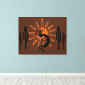 Southwest Kokopelli Sun Rustic Wrapped Canvas (Insitu (Houten vloer))