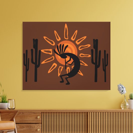 Southwest Kokopelli Sun Rustic Wrapped Canvas (Insitu (Woonkamer))