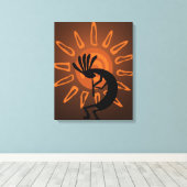 Southwest Kokopelli Sun Rustic Wrapped Canvas Afdruk (Insitu (Houten vloer))