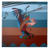 Southwest Kokopelli Sunset Music Large Tile Tegeltje (Voorkant)