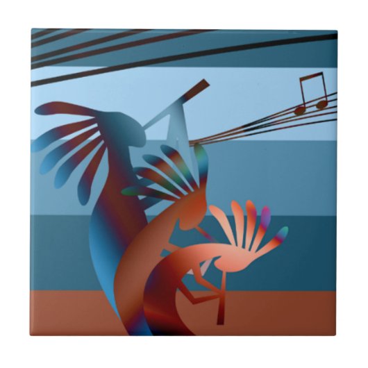 Southwest Kokopelli Sunset Music Tegeltje (Voorkant)