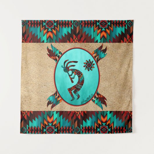 Southwest Kokopelli Tapestry Wandkleed (Voorkant)