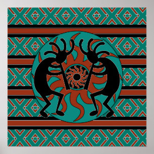 Southwest Kokopelli Turquoise Wall Art Poster