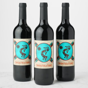 Southwest Kokopelli Wine Label Wijn Etiket