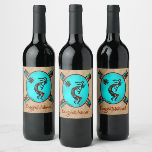 Southwest Kokopelli Wine Label Wijn Etiket (Flessen)
