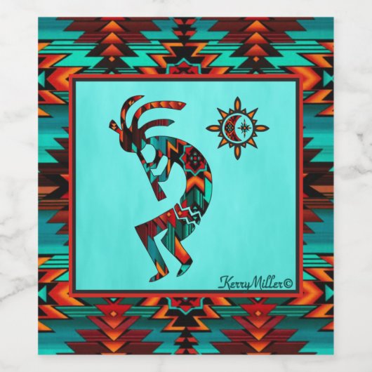 Southwest Kokopelli Wine Label Wijn Etiket (Enkel label)