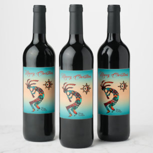 Southwest Kokopelli Wine Label Wijn Etiket