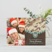 Southwest Leather Country Westerne kerstfoto Feestdagenkaart (Staand voorkant)