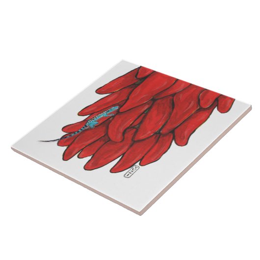 Southwest Lizard & Red Chili Pepper Ristra Mural Tegeltje (Zijkant)