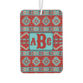 Southwest Mesas Turquoise en Red Design Monogram Luchtverfrisser (Achterkant)