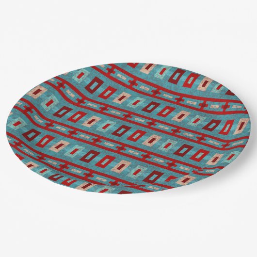 Southwest Mesas Turquoise & Red Geometric Design Papieren Bordje (Gekanteld)