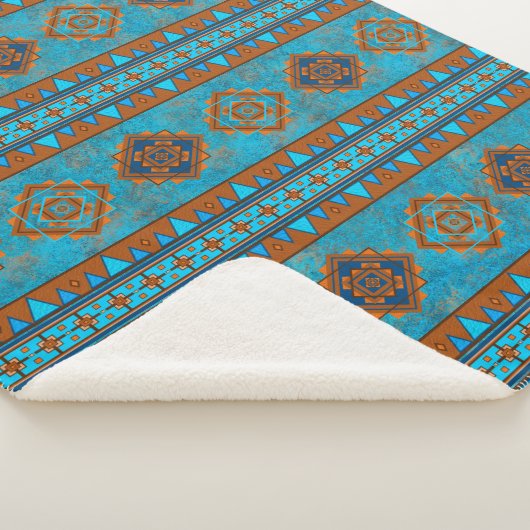 Southwest Mountain Peaks Geometrische print Groot Sherpa Deken (3/4)