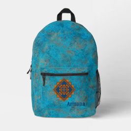 Southwest Mountain Peaks Gepersonaliseerde Turquoi Bedrukte Rugzak