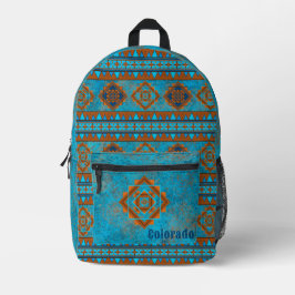 Southwest Mountain Peaks Gepersonaliseerde Turquoi Bedrukte Rugzak