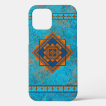 Southwest Mountain Peaks Turquoise Blue Geometric