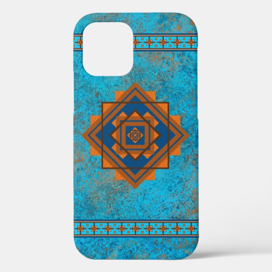 Southwest Mountain Peaks Turquoise Blue Geometric Case-Mate iPhone Case (Achterkant)