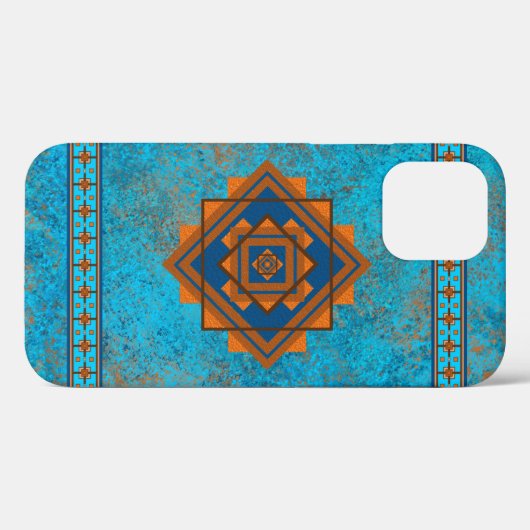 Southwest Mountain Peaks Turquoise Blue Geometric Case-Mate iPhone Case (Achterkant (horizontaal))