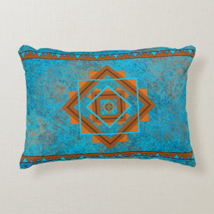 Southwest Mountain Peaks Turquoise Geometric Accent Kussen