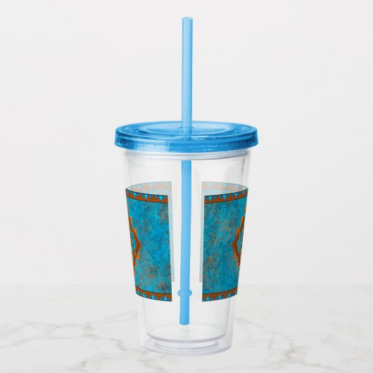 Southwest Mountain Peaks Turquoise Geometric Acryl Drinkbeker (Rechts)