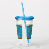 Southwest Mountain Peaks Turquoise Geometric Acryl Drinkbeker (Links)