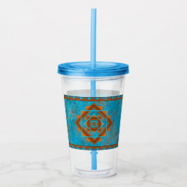 Southwest Mountain Peaks Turquoise Geometric Acryl Drinkbeker