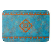 Southwest Mountain Peaks Turquoise Geometric Badmat (Voorkant)