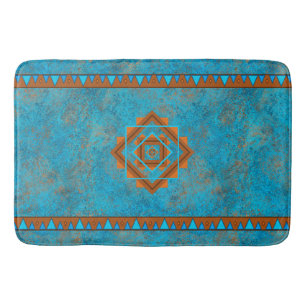Southwest Mountain Peaks Turquoise Geometric Badmat