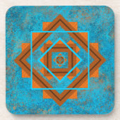 Southwest Mountain Peaks Turquoise Geometric Bier Onderzetter (Voorkant)