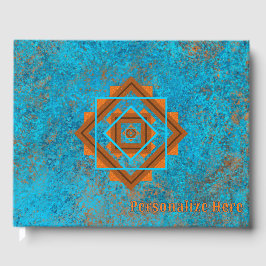 Southwest Mountain Peaks Turquoise Geometric Gastenboek