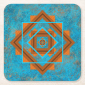 Southwest Mountain Peaks Turquoise Geometric Kartonnen Onderzetters (Voorkant)