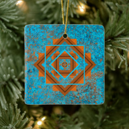 Southwest Mountain Peaks Turquoise Geometric Keramisch Ornament
