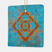 Southwest Mountain Peaks Turquoise Geometric Keramisch Ornament (Links)