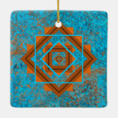 Southwest Mountain Peaks Turquoise Geometric Keramisch Ornament (Achterkant)